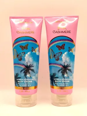 Bath and Body Work Pink Cashmere Ultimate Hydration Body Cream, 8 oz, 24-Hour Moisture with Shea Butter and Hyaluronic Acid, 2-Pack