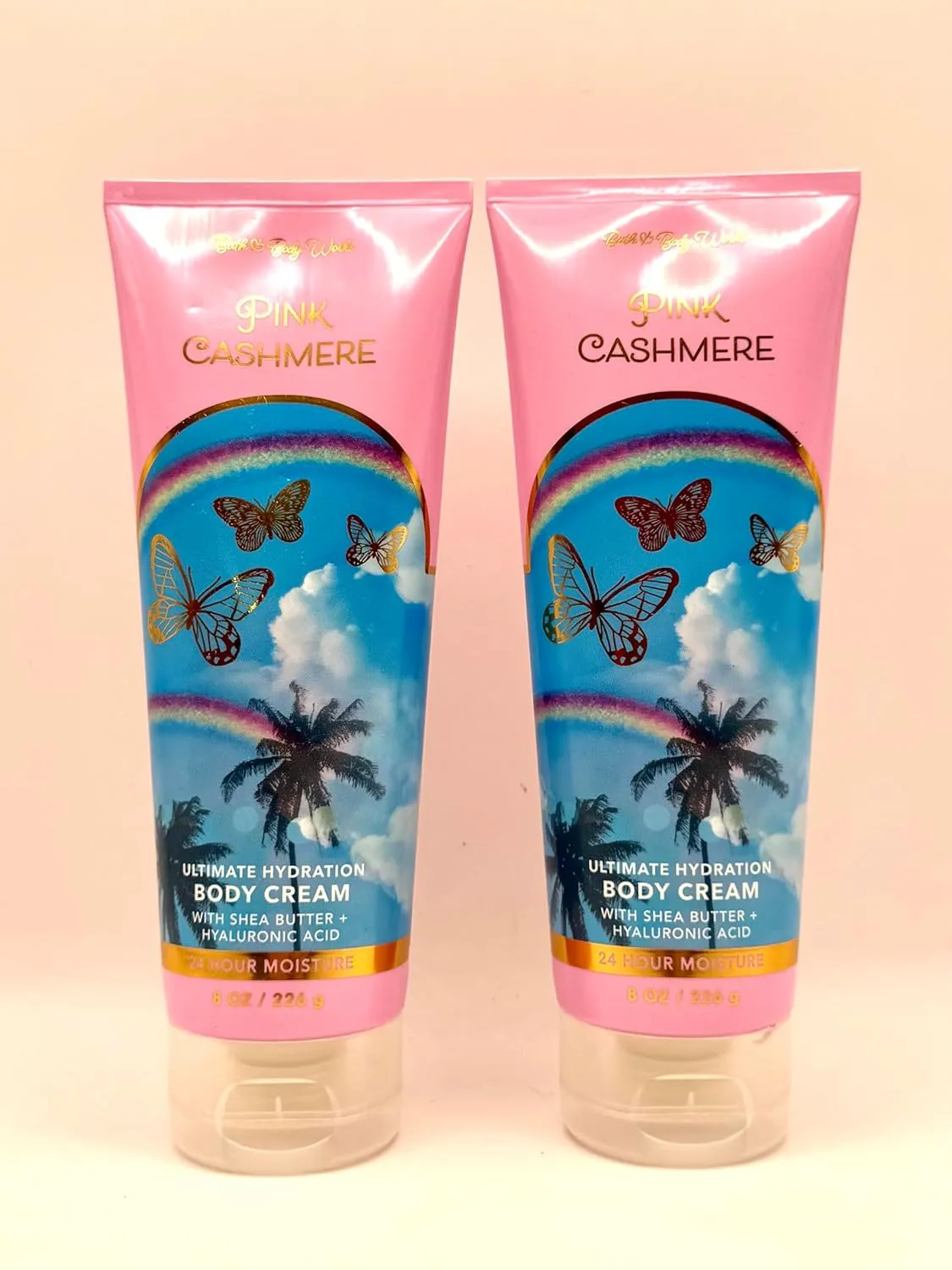 Bath and Body Work Pink Cashmere Ultimate Hydration Body Cream, 8 oz, 24-Hour Moisture with Shea Butter and Hyaluronic Acid, 2-Pack