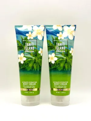 Bath and Body Work Tahiti Island Dream Body Cream, Ultimate Hydration with Shea Butter, 8 oz, 2-Pack