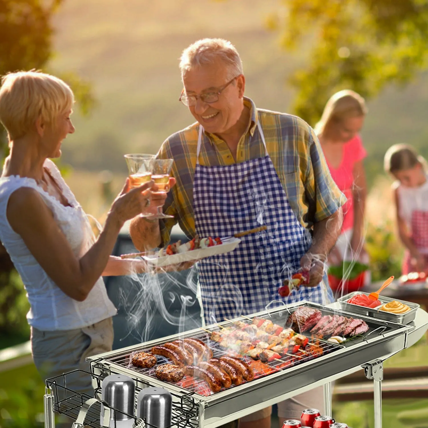 BBQ 16.7x10x17.7 Portable Camping Charcoal Grill Picnic Rack Inch Foldable Grill BBQ For Proactive support Garden Suitcase Outdoor Adjustable