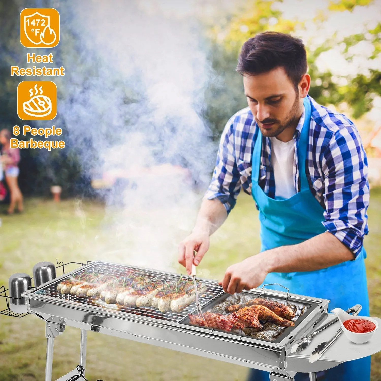 BBQ 16.7x10x17.7 Portable Camping Charcoal Grill Picnic Rack Inch Foldable Grill BBQ For Proactive support Garden Suitcase Outdoor Adjustable