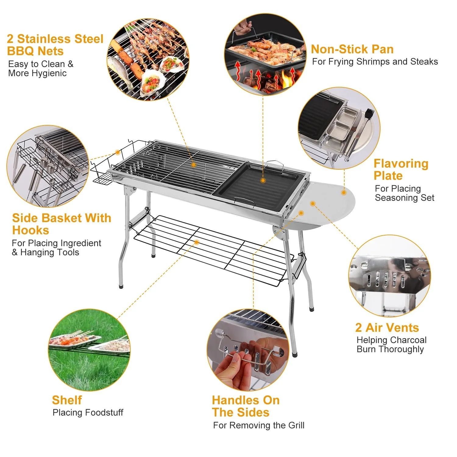 BBQ 16.7x10x17.7 Portable Camping Charcoal Grill Picnic Rack Inch Foldable Grill BBQ For Proactive support Garden Suitcase Outdoor Adjustable