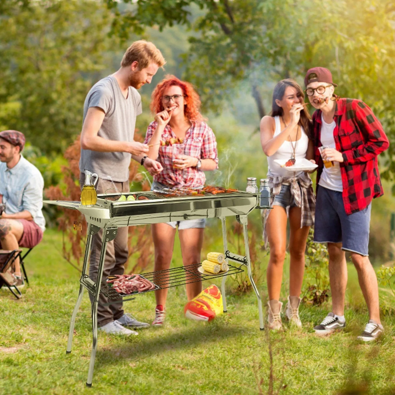 BBQ 16.7x10x17.7 Portable Camping Charcoal Grill Picnic Rack Inch Foldable Grill BBQ For Proactive support Garden Suitcase Outdoor Adjustable