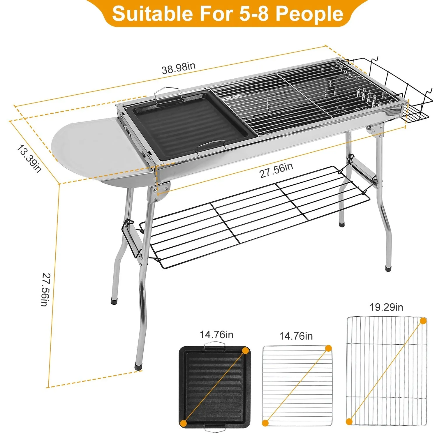 BBQ 16.7x10x17.7 Portable Camping Charcoal Grill Picnic Rack Inch Foldable Grill BBQ For Proactive support Garden Suitcase Outdoor Adjustable