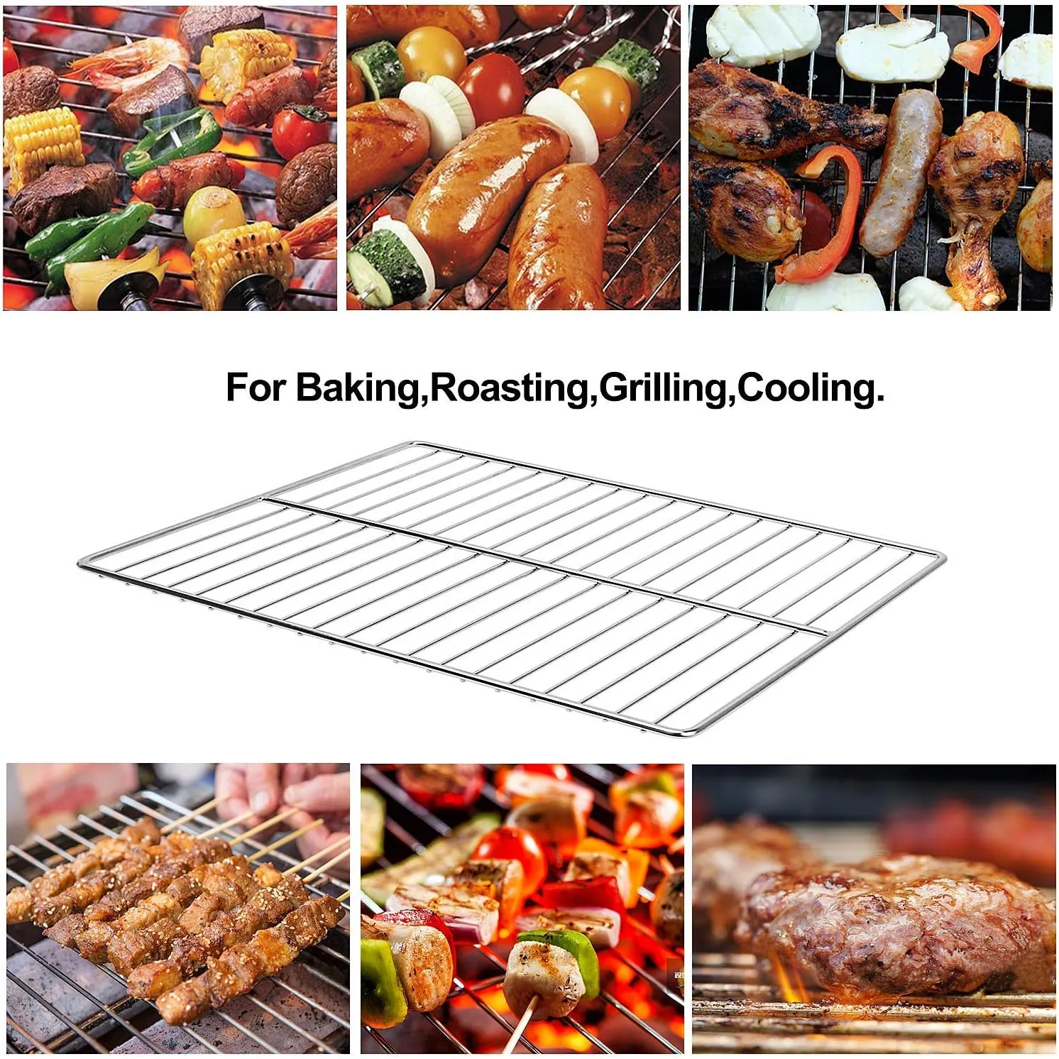 BBQ Grill Grates Replacement, Stainless Steel Barbecue Wire Mesh, Multifunction Cooking Grate for Outdoor Grill 2 Pack （12 5/8''*10 1/4''）