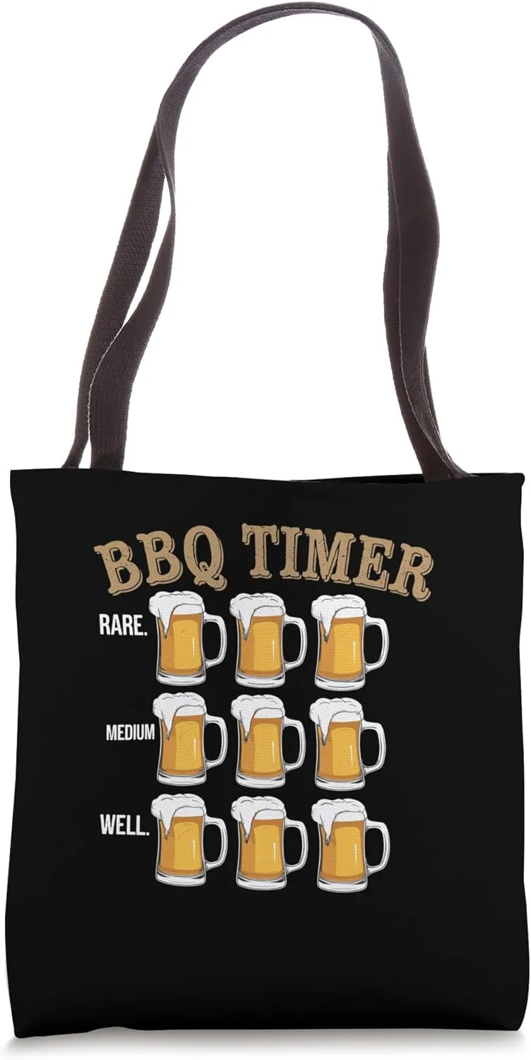 BBQ Timer Rare Medium Well Beer Humor Tote Bag