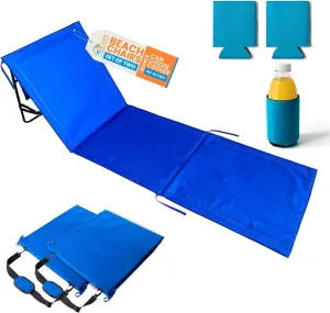 Beach Chair for Adults 2 Pack - Lightweight Portable Folding Lounger Sunbathing Tanning Mat Compact Carry Chairs for Travel, Blue, AI-E-PBMC-10012