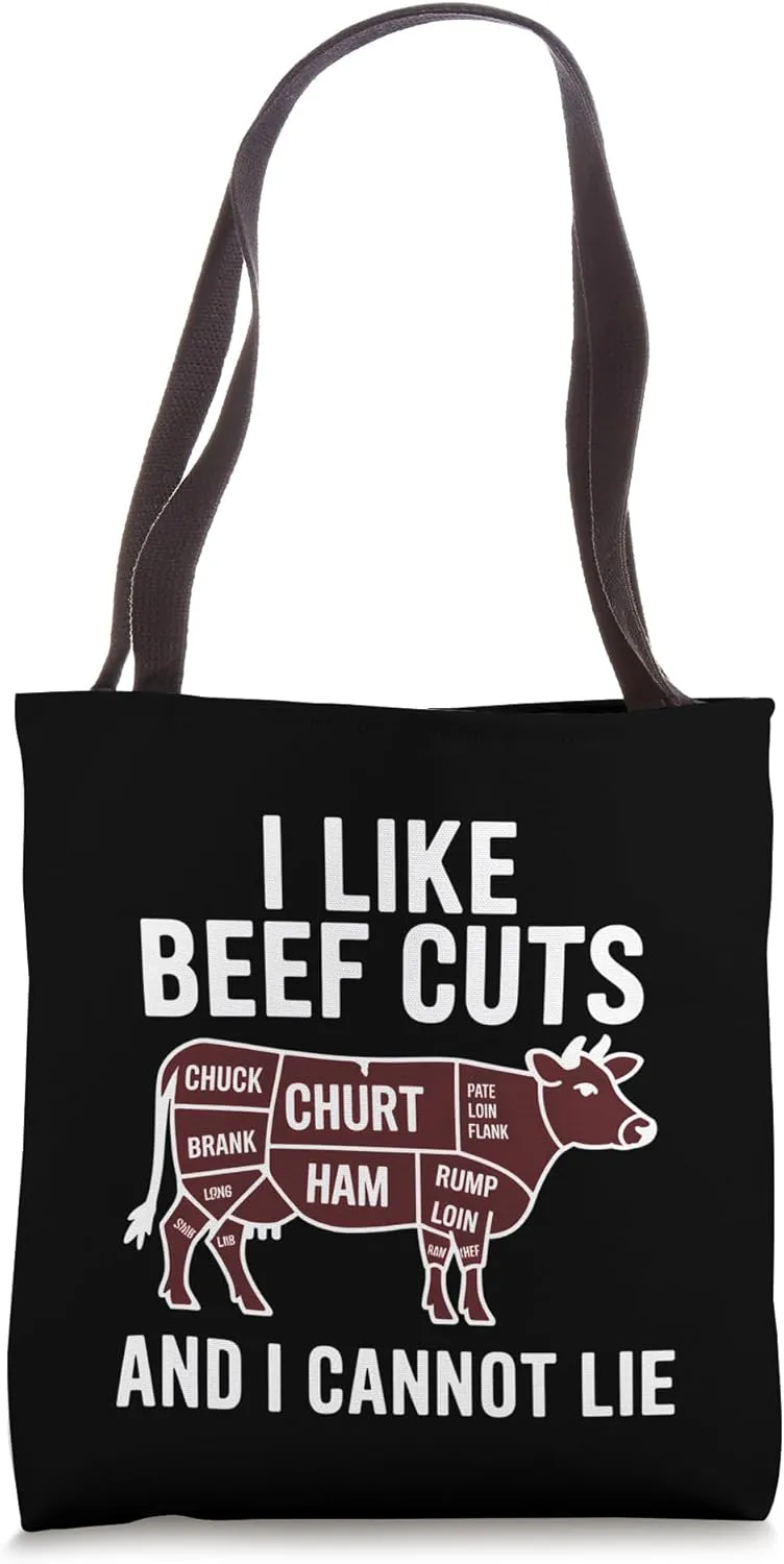 Beef Cuts Butcher Diagram Cow Meat Funny Carnivore Gift Tote Bag