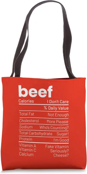 Beef Nutrition Facts Meat Lover Nutrition Facts Red Tote Bag