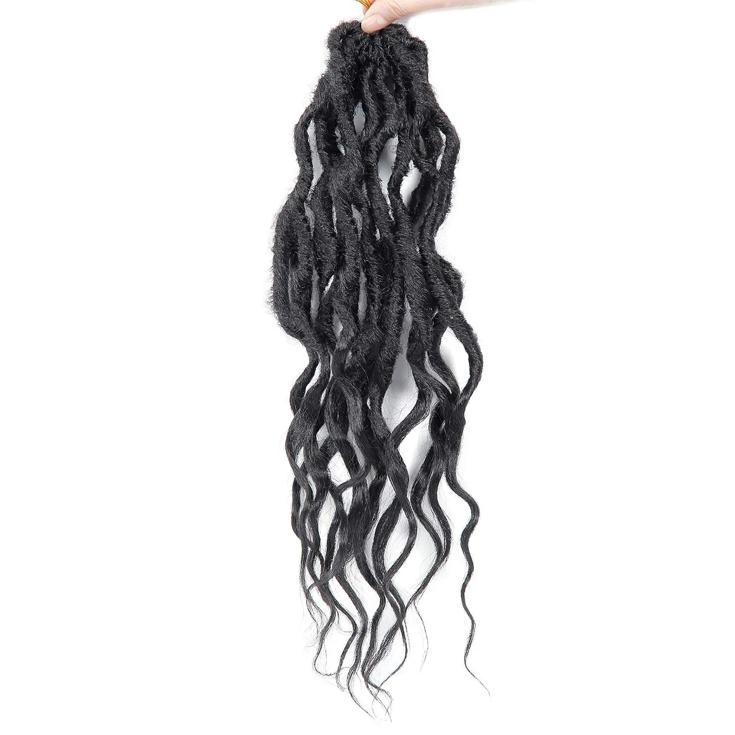 BEkjdiof Faux Locs Crochet Hair Pre-looped Short 6Packs 16Inch Goddess Locs Crochet Hair,Locs with Soft Curly Ends Dreadlocks Faux Crochet Locs Synthetic Braids Extensions 72strands(16'', 1B)