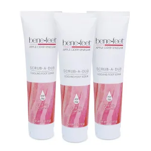 Benefeet Scrub-A-Dub Cooling Foot Scrub - Exfoliates   Refreshes Dry   Dull Skin, Get Smoother Skin from Heel to Toe, Made w/Vitamin E, Apple Cider Vinegar, Walnut Shell   Apricot Seed, 4 oz (3 Pack)