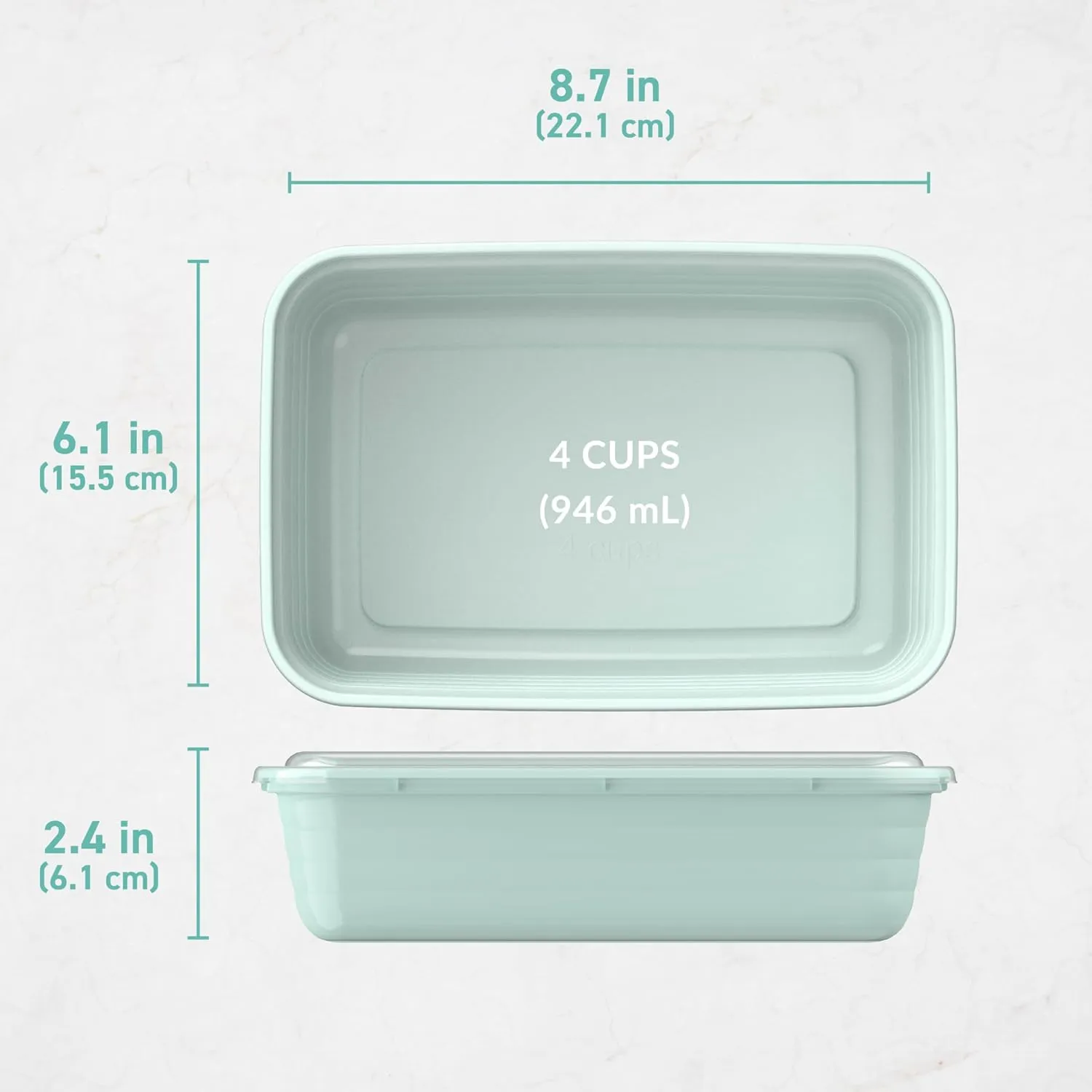 Bentgo 20-Piece Lightweight, Durable, Reusable BPA-Free 1-Compartment Containers - Microwave, Freezer, Dishwasher Safe - Mint