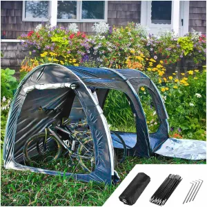 Bike Storage Tent with Ventilation Mesh Motorcycle Tent with Double Doors for 5-7 Bikes Outdoor Shed Bicycle Tent