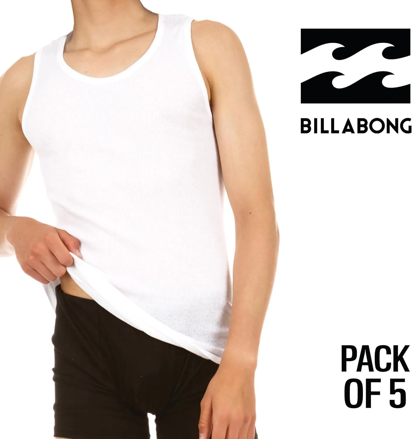 Billabong Mens Undershirts 5 Pack Lightweight Tank Tops for Men Classic Ribbed Cotton
