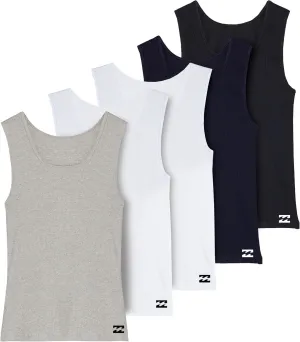 Billabong Mens Undershirts 5 Pack Lightweight Tank Tops for Men Classic Ribbed Cotton