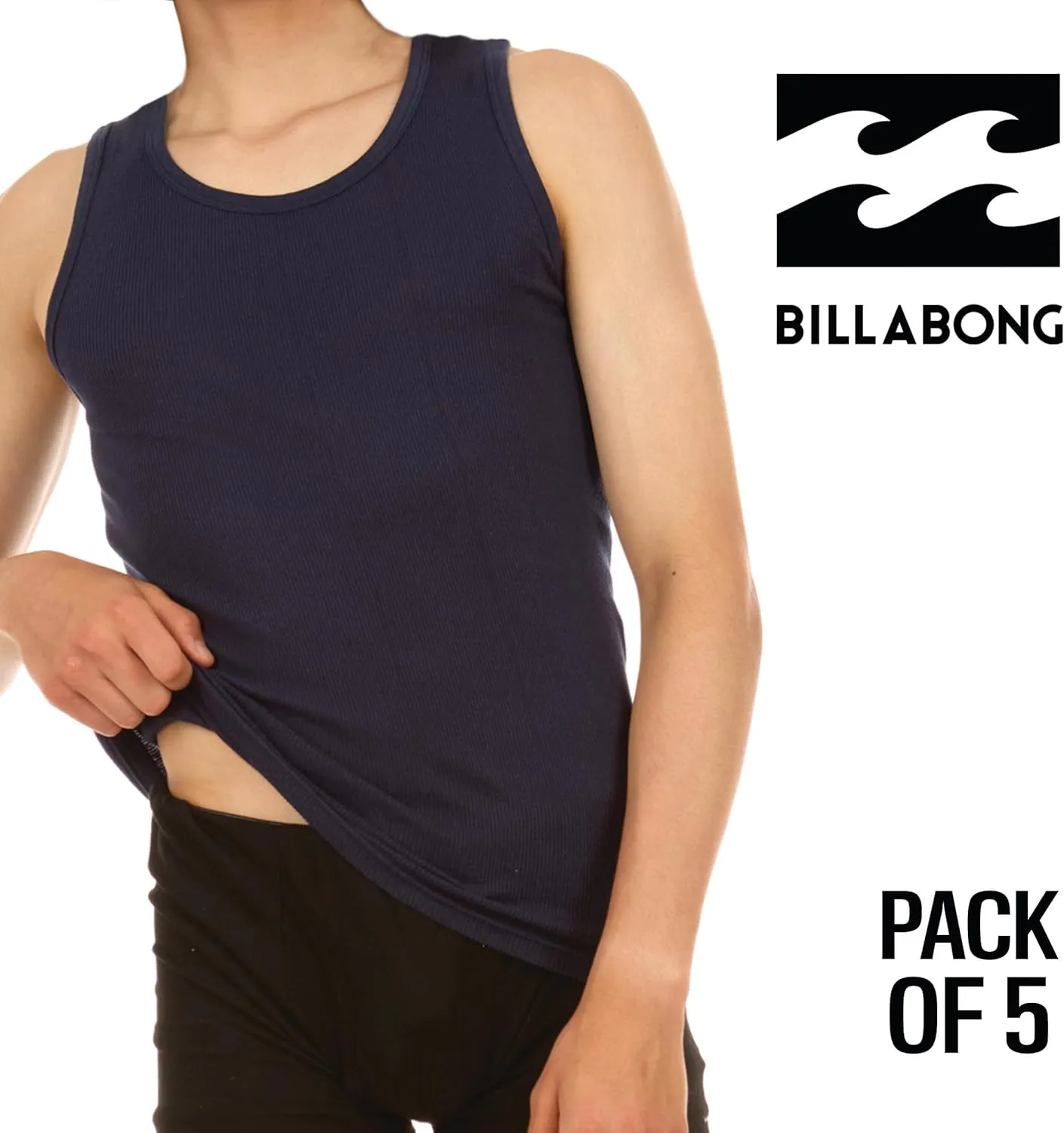 Billabong Mens Undershirts 5 Pack Lightweight Tank Tops for Men Classic Ribbed Cotton