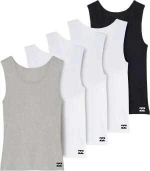 Billabong Mens Undershirts 5 Pack Lightweight Tank Tops for Men Classic Ribbed Cotton