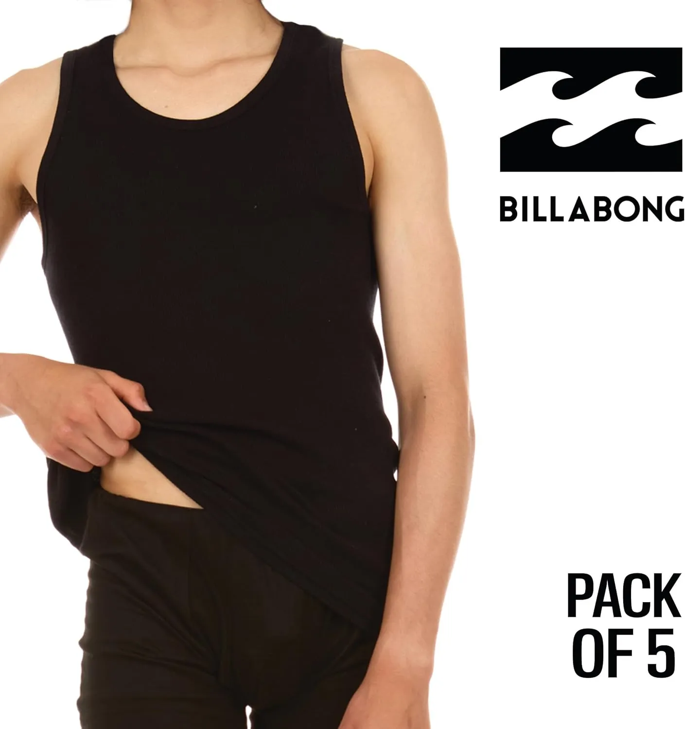 Billabong Mens Undershirts 5 Pack Lightweight Tank Tops for Men Classic Ribbed Cotton