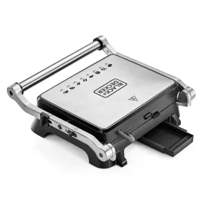 BLACK & DECKER CG1400-B5 Contact Grill With Full Flat Grill For Barbeque 1400W, Black شواية