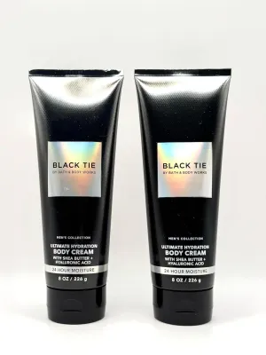 Black Tie Ultimate Hydration Body Cream, Men's Collection, 8 oz, with Shea Butter and Hyaluronic Acid, 24-Hour Moisture, 2-Pack