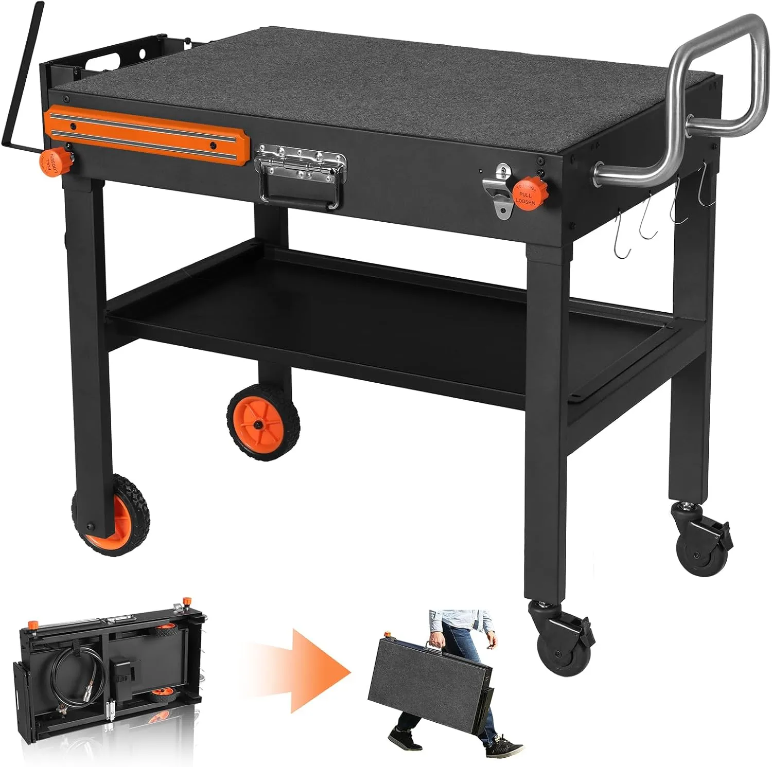 Blackstone Griddle Stand, Portable Outdoor Grill Table, Griddle Stand with Wheels for 22 Inch or 17 Inch Griddle, Camping Folding Grill Table for Ninja Grill and Weber，Blackstone Table