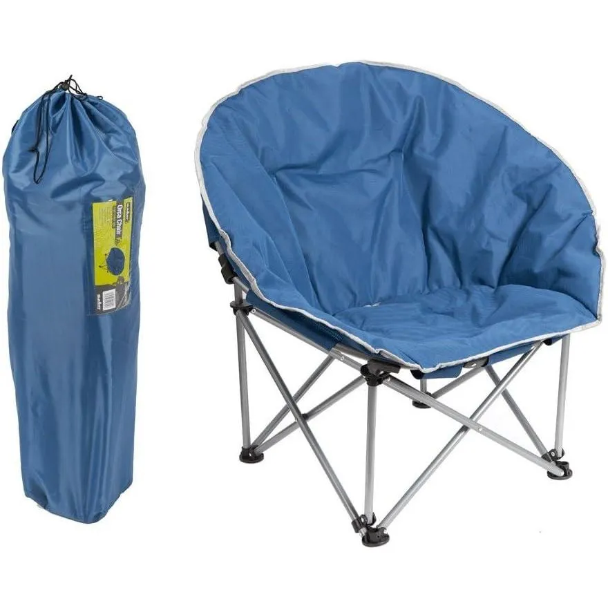 Blue Adult Bucket Camping Chair Padded High Back Folding Orca Moon Chair & Bag x2