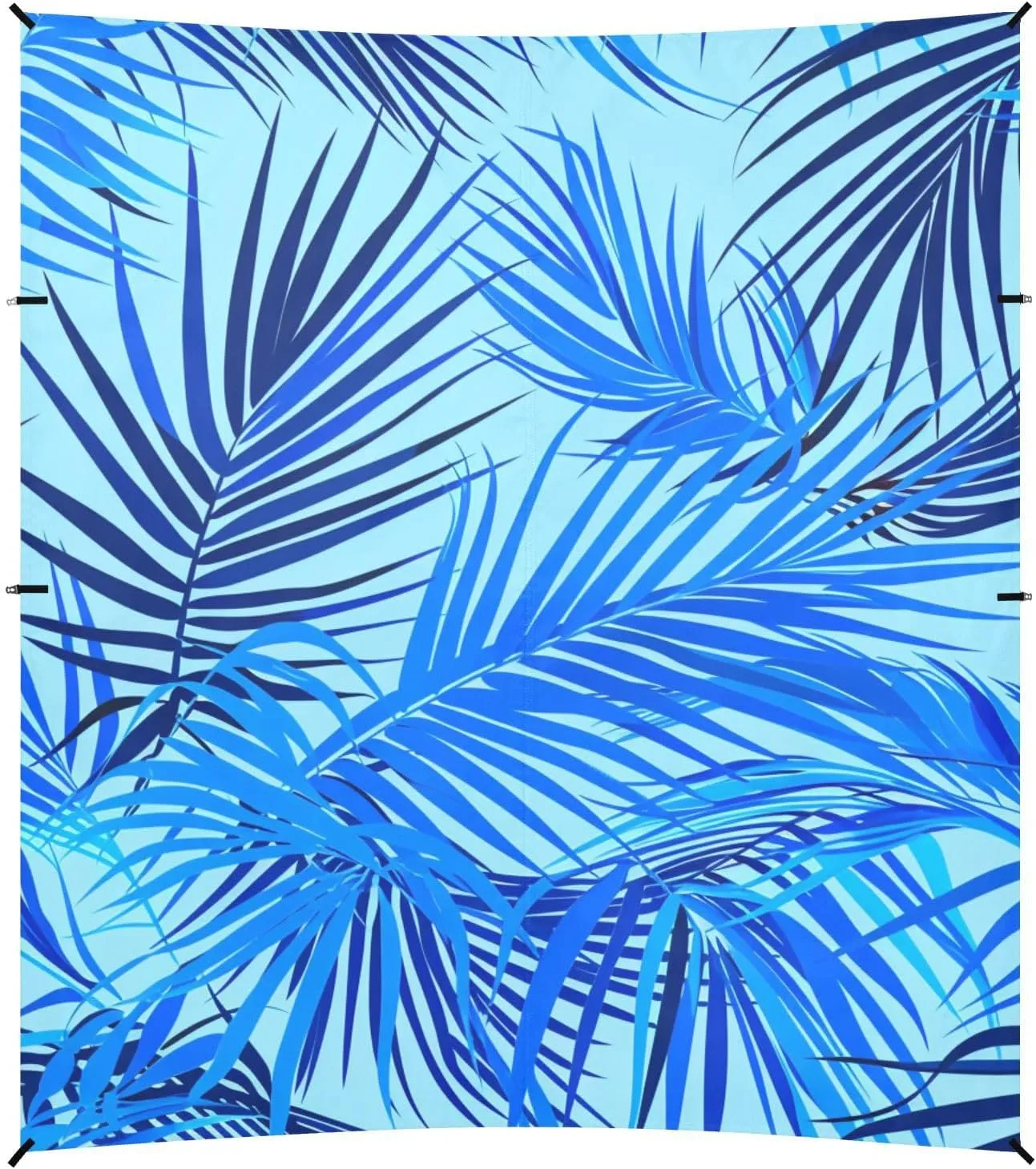 Blue Summer Palm Leaves Beach Cabana Tent UPF50  Waterproof Large Sun Shelter with Sandbags & Sand Shovel for Camping, Picnics, Backyard