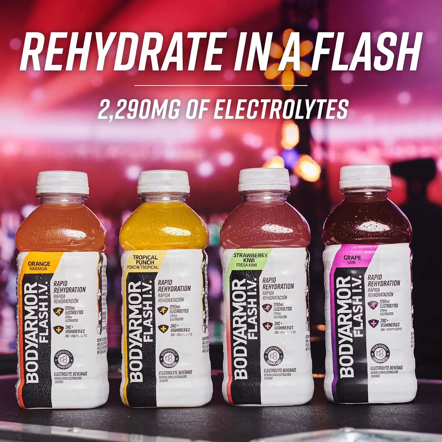 BODYARMOR Flash I.V. Electrolyte Beverage, Strawberry Kiwi, Hydration Drink with Coconut Water For Rapid Rehydration, Post Workout Recovery, 20 Fl Oz (Pack of 12)