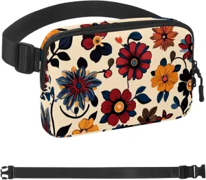 Boho Floral-25 Crossbody Fanny Pack for Men&Women,Belt Bag for Travel Casual Walking Running Hiking Cycling