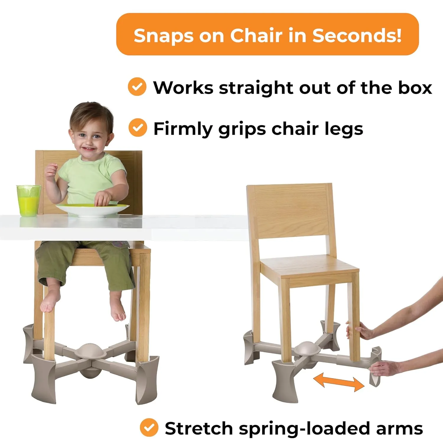 Booster Seat for Kitchen Chair, Natural – Goes Under The Chair – Portable Booster for Toddlers and Grown Ups