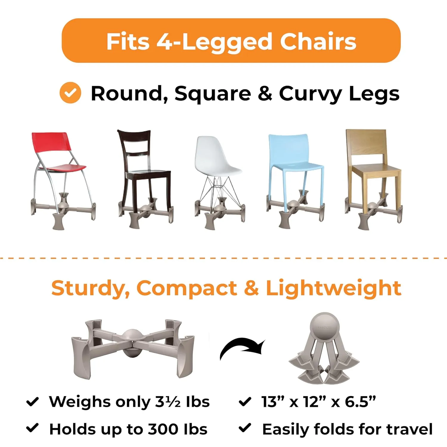 Booster Seat for Kitchen Chair, Natural – Goes Under The Chair – Portable Booster for Toddlers and Grown Ups