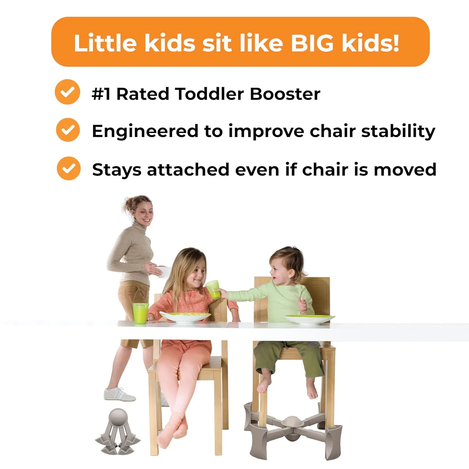 Booster Seat for Kitchen Chair, Natural – Goes Under The Chair – Portable Booster for Toddlers and Grown Ups