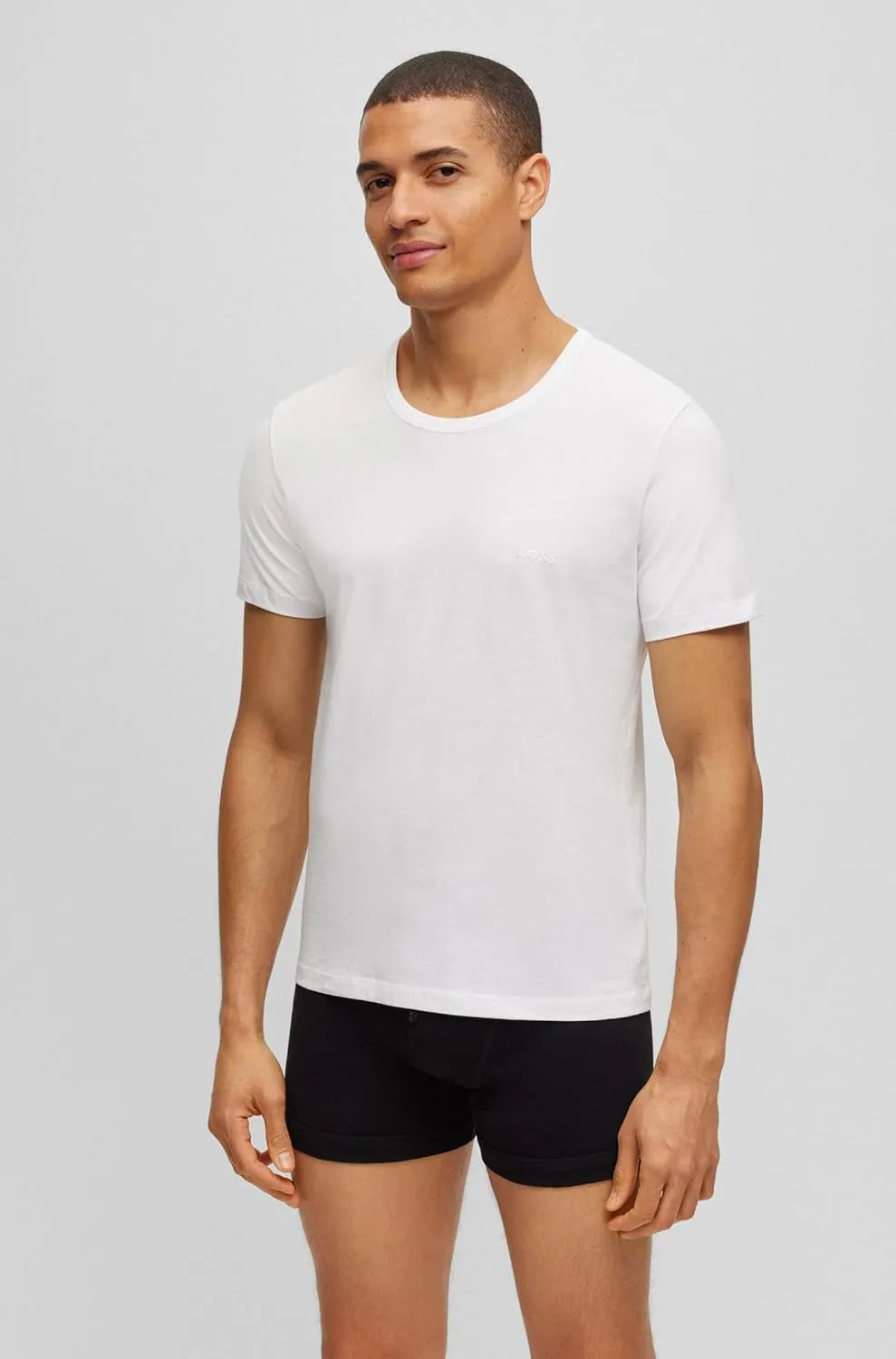 BOSS Men's Logo Embroidered Cotton Tee 3 Pack
