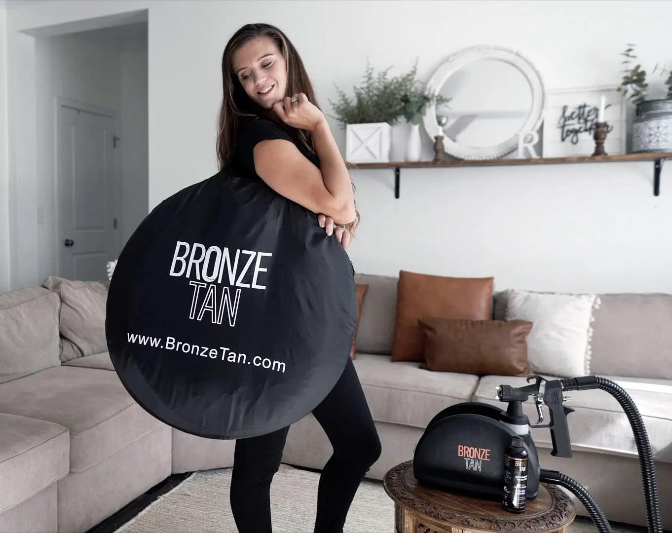 Bronze Tan Pop Up Spray Tan Tent for Professionals - Waterproof Booth With FREE Portable Carrying Case - Self Tanning Black