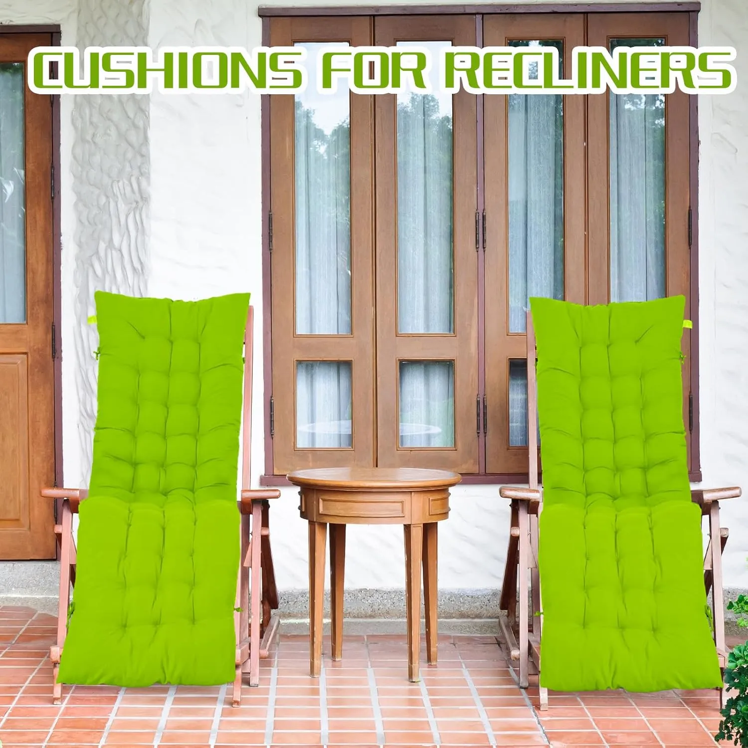 Bucherry 67 x 19 Inch Chaise Lounge Cushions Soft Lounge Chair Cushion Gravity Chair Cushion Sofa Lawn Furniture Cushion Pad with 6 Tie for Outdoor Indoor Patio Home Without Headrest (Green,2 Pcs)
