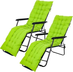 Bucherry 67 x 19 Inch Chaise Lounge Cushions Soft Lounge Chair Cushion Gravity Chair Cushion Sofa Lawn Furniture Cushion Pad with 6 Tie for Outdoor Indoor Patio Home Without Headrest (Green,2 Pcs)