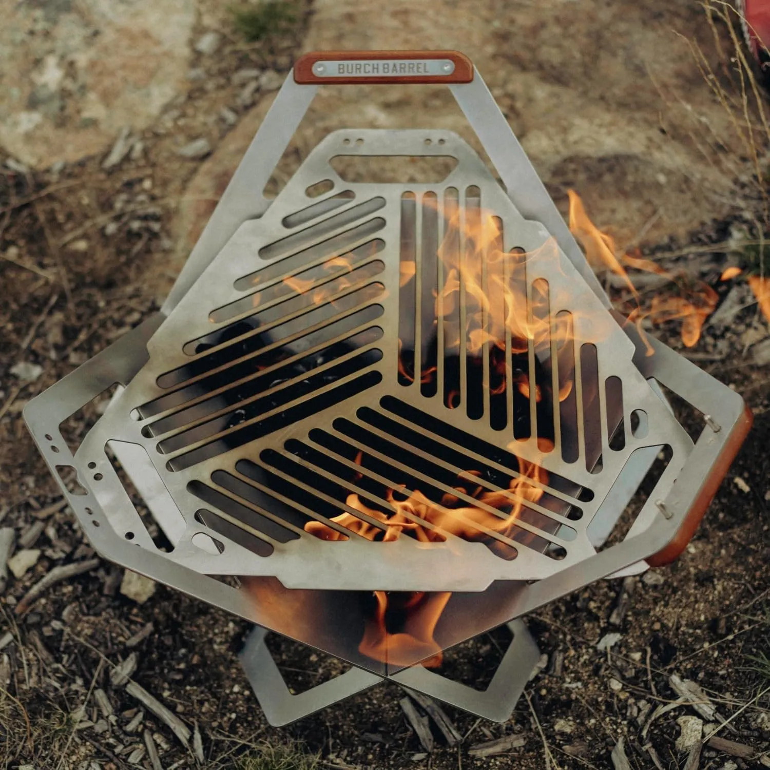 Burch Barrel Flat Packer Outdoor BBQ Charcoal Grill and Wood Firepit | Foldable and Portable