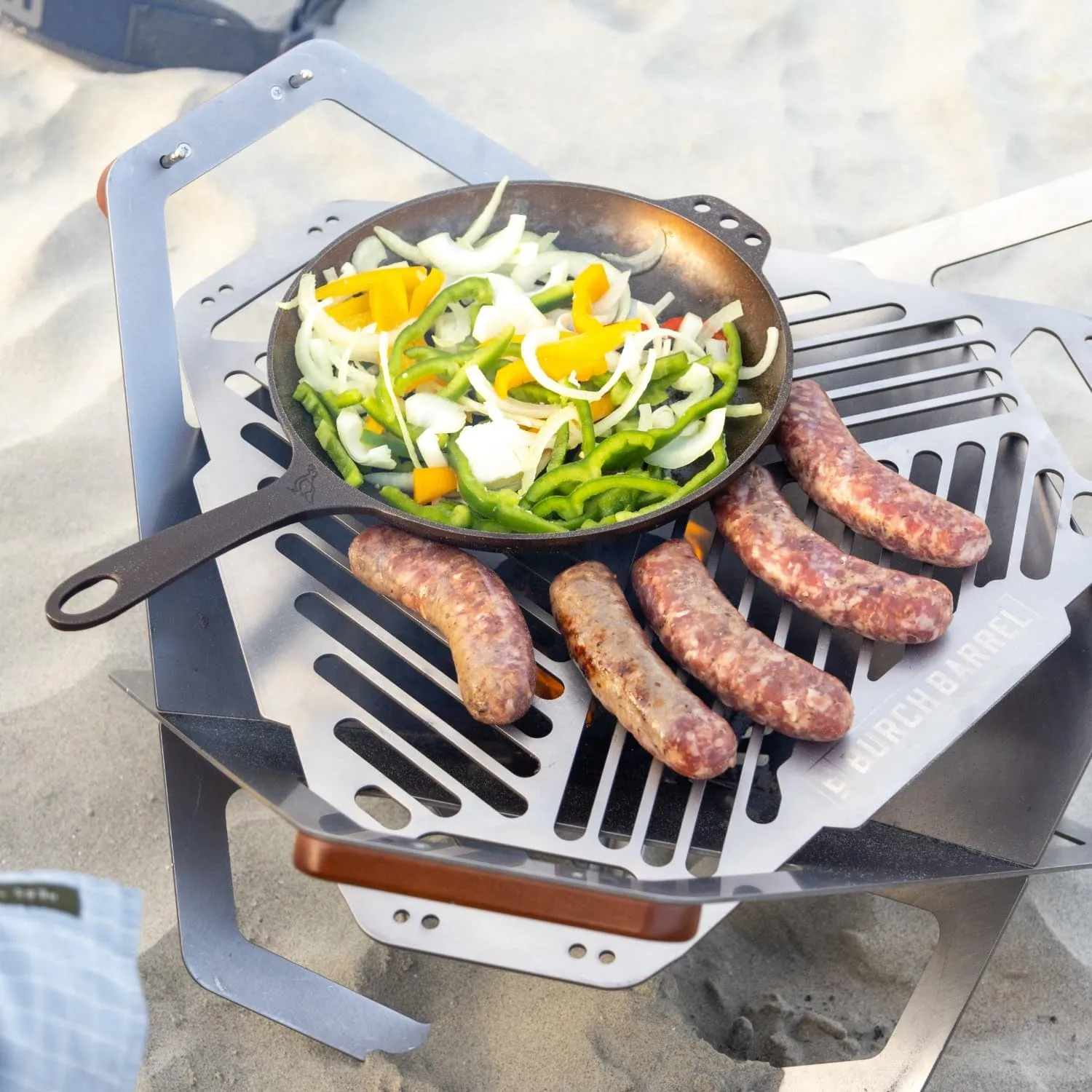 Burch Barrel Flat Packer Outdoor BBQ Charcoal Grill and Wood Firepit | Foldable and Portable