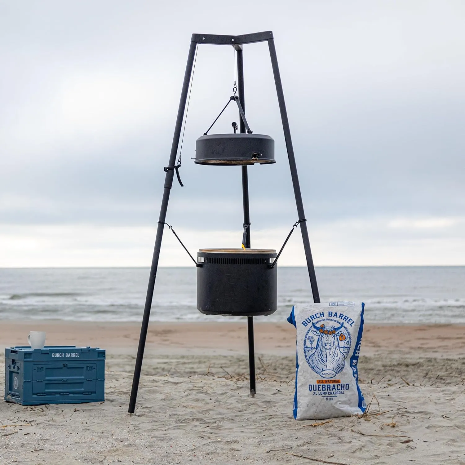 Burch Barrel Son of a Burch Charcoal Portable Tripod Grill | Great for Grilling & Smoking