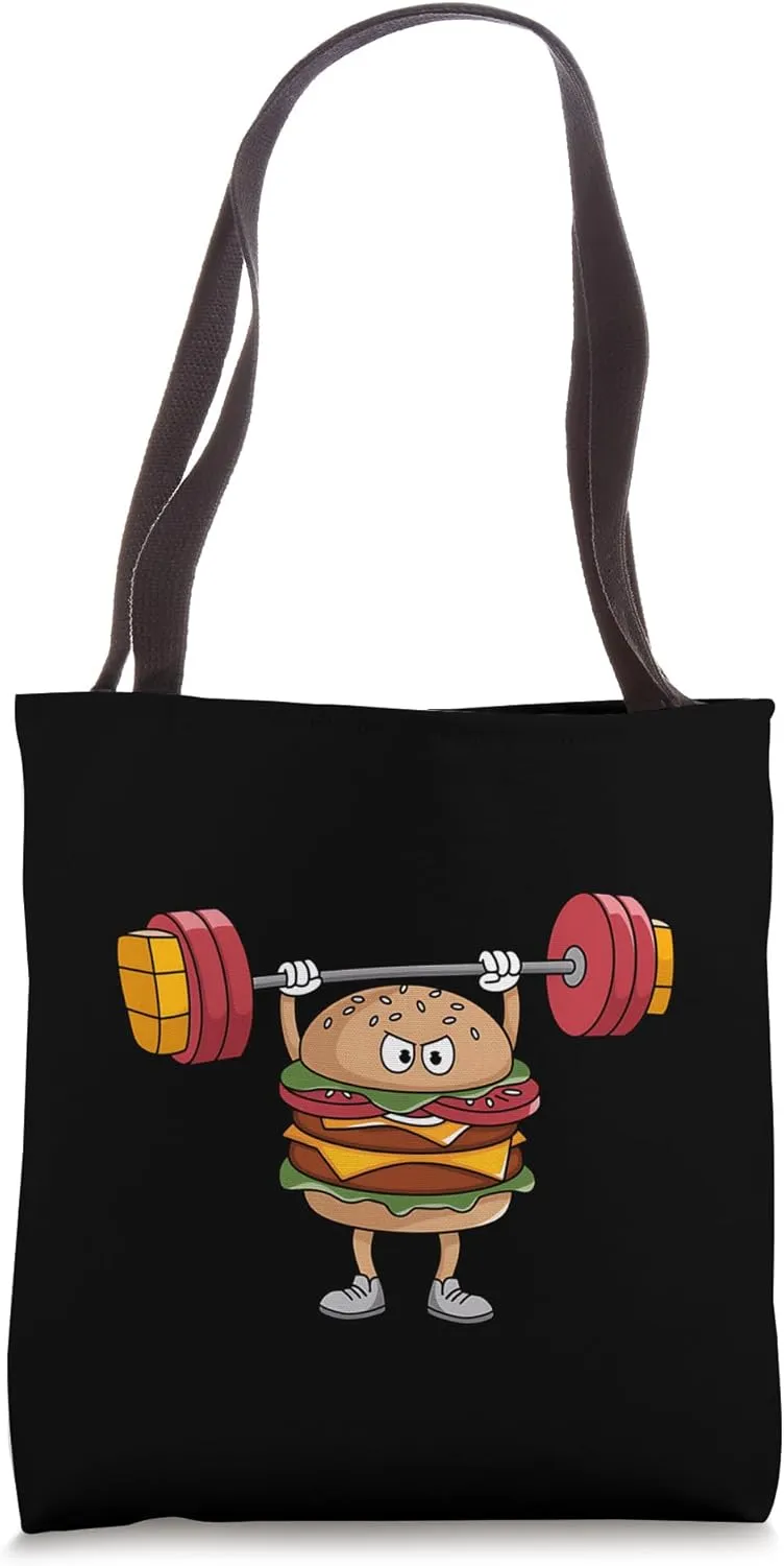 Burger Gym Workout Cheeseburger Hamburger Foodie Gift Tote Bag