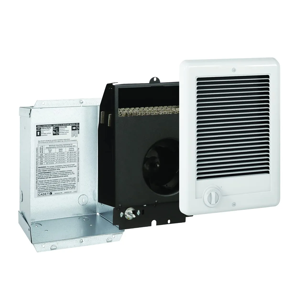 Cadet Com-Pak Electric Wall Heater Complete Unit With Thermostat (Model: CSC202TW, Part: 67507), 6825/5120 BTU, 240/208 Volt, 2000/1500 Watt, White