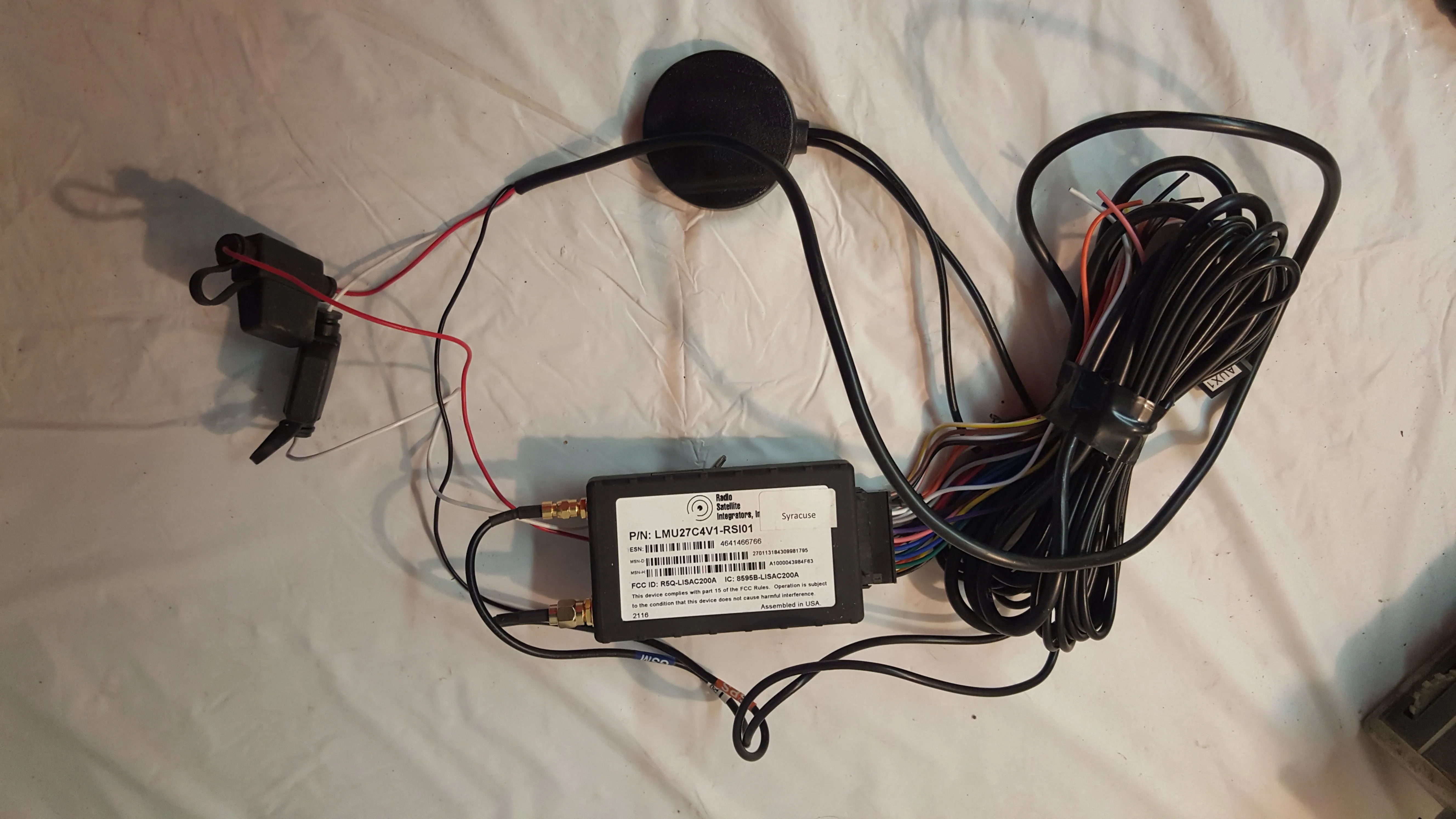 CalAmp G1000 Vehicle GPS Fleet Tracker Antenna, GPS Wiring Harness LMU27C4V1