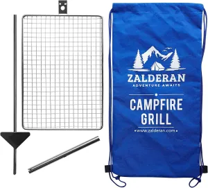 Campfire Grill Grate. Small Lightweight, Stainless Steel, Portable, Backpack Hiking Grill.