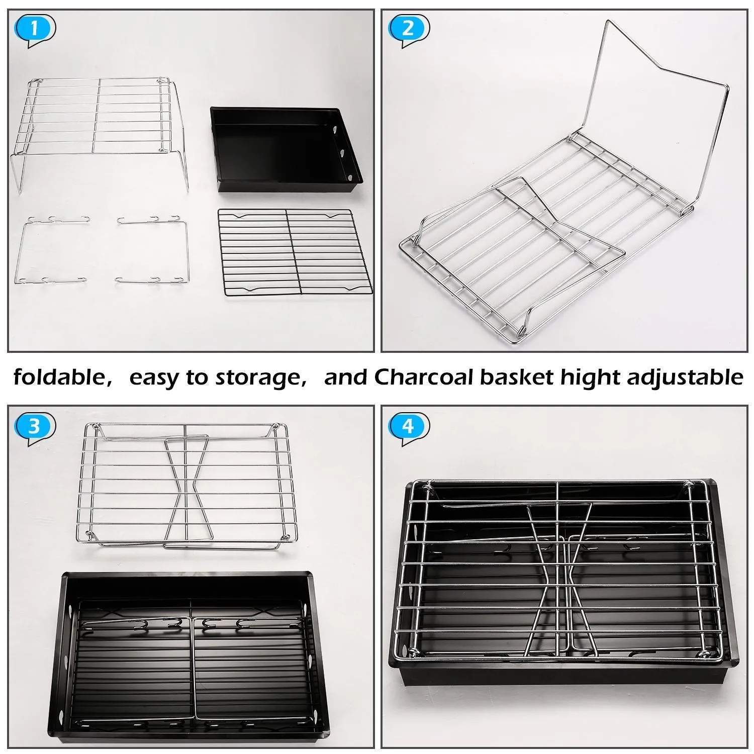 Camping Grill Barbecue Tool Folding & Lightweight Steel Mesh Portable