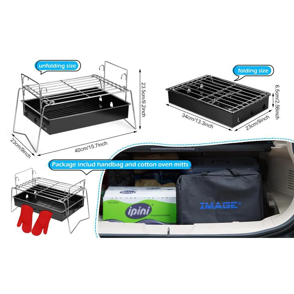 Camping Grill Barbecue Tool Folding & Lightweight Steel Mesh Portable