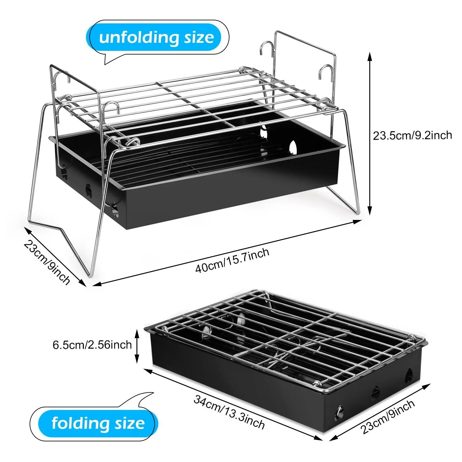 Camping Grill Barbecue Tool Folding & Lightweight Steel Mesh Portable