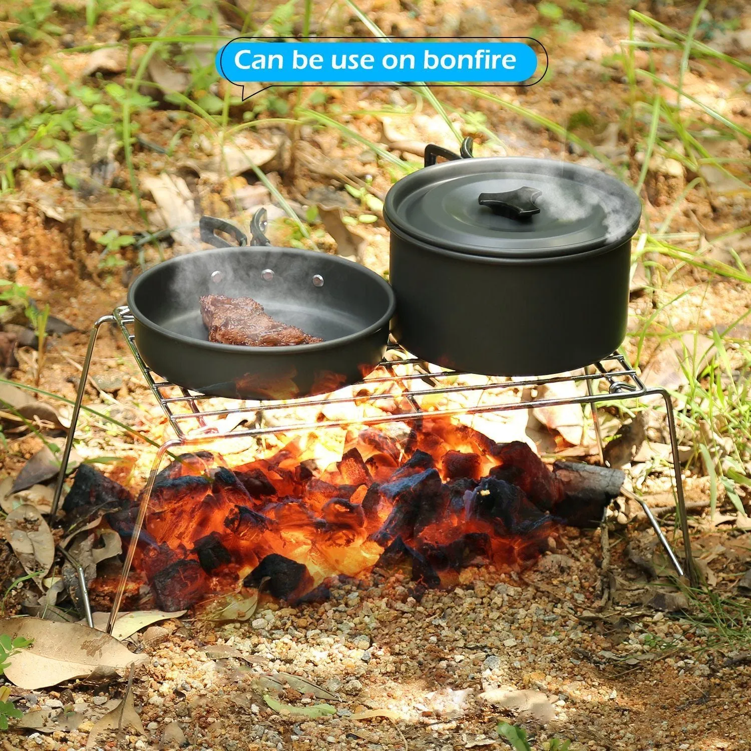 Camping Grill Barbecue Tool Folding & Lightweight Steel Mesh Portable