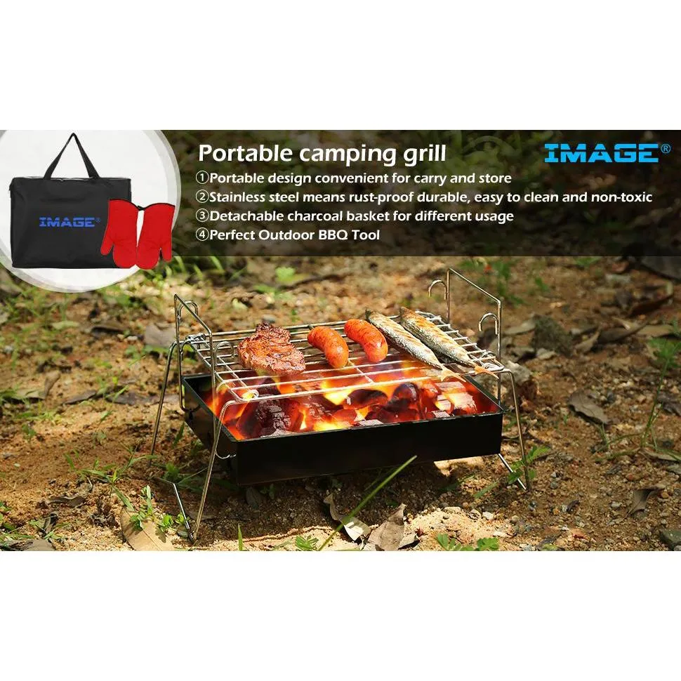 Camping Grill Barbecue Tool Folding & Lightweight Steel Mesh Portable