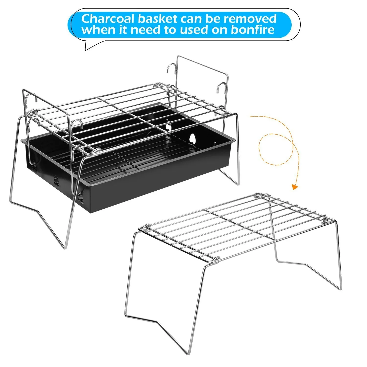 Camping Grill Barbecue Tool Folding & Lightweight Steel Mesh Portable