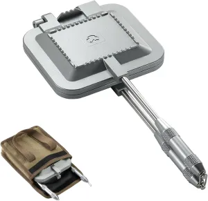 camping moon Sandwich Maker Hot Sand Single Burner Gas Fire Open Fire Compact Aluminum TT-1315 (Silver w/bag)